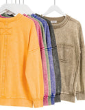 F/TERRY ACID WASH RAW EDGE FRONT POCKET PULLOVER - In Store