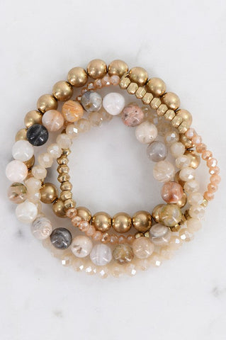 Natural Stone and Crystal Bracelet Set - In Store