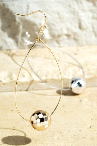 Silver Disco Tear Drop Hoop Earrings - In Store