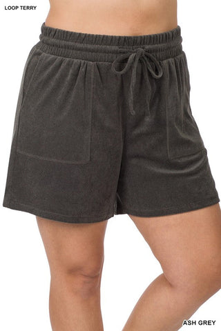 Plus Loop Terry Drawstring Shorts - In Store