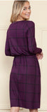 Plum Long Sleeve Plaid Dress