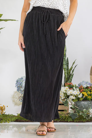 CRINKLED TEXTURE BODRE MIDI SKIRT