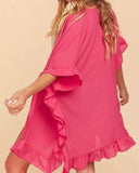 Ruffle Hem pink Kimono - In Store