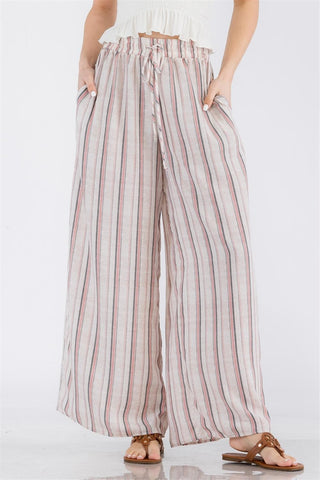 STRIPE ELASTIC WAIST PANTS