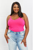 Zenana Full Size V-Neck Ribbed Cami in Hot Pink - ONLINE ONLY 2-10 DAY SHIPPING