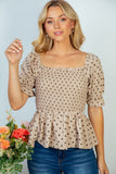 White Birch Spot On Full Size Polka Dot Top- ONLINE ONLY 2-10 DAY SHIPPING