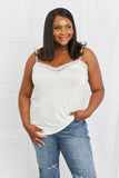 Celeste In The Moment Full Size Lace Detail Tank Top in White- ONLINE ONLY- 2-7 DAY SHIPPING