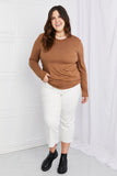 Acting Pro Full Size Elbow Patch Round Neck Top- ONLINE ONLY 2-10 DAY SHIPPING