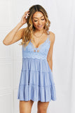 Zenana Cross My Heart Lace Cami in Blue - ONLINE ONLY 2-10 DAY SHIPPING