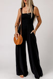 Smocked Square Neck Wide Leg Jumpsuit with Pockets - ONLINE ONLY 2-7 DAY SHIP