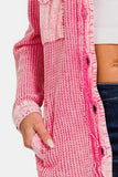 Zenana Waffle-Knit Button Up Dropped Shoulder Jacket - ONLINE ONLY