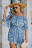 Printed Flounce Sleeve Off-Shoulder Romper- ONLINE ONLY 2-10 DAY SHIPPING