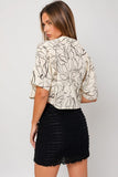 Gilli Abstract Print Lapel Collar Cropped Shirt- ONLINE ONLY 2-10 DAY SHIPPING