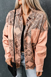 Printed Raw Hem Button Down Jacket with Pockets- ONLINE ONLY 2-10 DAY SHIPPING
