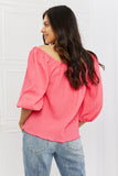 Culture Code Made For Me Full Size Long Puff Sleeve Top- ONLINE ONLY 2-10 DAY SHIPPING