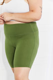 Zenana Fearless Full Size Brushed Biker Shorts in Olive- ONLINE ONLY 2-10 DAY SHIPPING