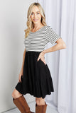 Heimish Full Size Two-Tone Short Sleeve Spliced Dress- ONLINE ONLY 2-10 DAY SHIPPING