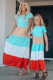 Girls Color Block Round Neck Maxi Dress- ONLINE ONLY 2-10 DAY SHIPPING