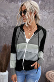 Zip-Up Raglan Sleeve Openwork Hooded Cardigan- ONLINE ONLY 2-10 DAY SHIPPING