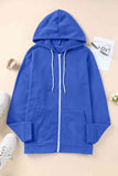 Plus Size Zip Up Hooded Jacket with Pocket - ONLINE ONLY