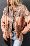 Printed Raw Hem Button Down Jacket with Pockets- ONLINE ONLY 2-10 DAY SHIPPING