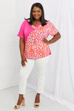 Celeste Wild Out Full Size Color Block V-Neck Top- ONLINE ONLY- 2-7 DAY SHIPPING