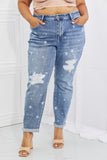 Judy Blue Sarah Full Size Star Pattern Boyfriend Jeans - ONLINE ONLY 2-7 DAY SHIP