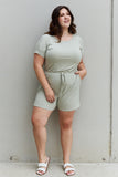 Zenana Chilled Out Full Size Short Sleeve Romper in Light Sage - ONLINE ONLY 2-10 DAY SHIPPING