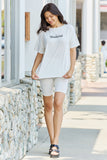 GeeGee My Go-To Full Size T-Shirt and Biker Shorts Lounge Set in White- ONLINE ONLY 2-10 DAY SHIPPING