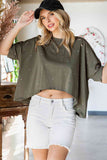 Distressed Asymmetric Hem Cropped Tee Shirt - ONLINE ONLY