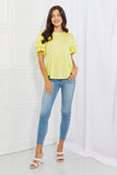 Culture Code Mi Amor Full Size Round Neck Ruffle Sleeve Top in Yellow - ONLINE ONLY 2-10 DAY SHIPPING