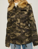 Camo Faux Fur Utility Anorak Jacket