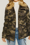 Camo Faux Fur Utility Anorak Jacket