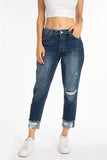 High Rise Hem Detail Boyfriend Jean - In Store