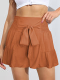 Smocked Tie-Front High-Rise Shorts- ONLINE ONLY 2-10 DAY SHIPPING