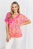 Celeste Wild Out Full Size Color Block V-Neck Top- ONLINE ONLY- 2-7 DAY SHIPPING