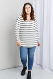 Zenana Full Size Striped V-Neck Long Sleeve Top- ONLINE ONLY 2-10 DAY SHIPPING