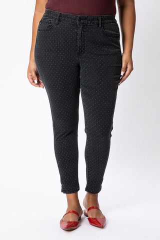 KanCan PLUS HIGH RISE ELASTIC WB DOT ANKLE SKINNY - In Store