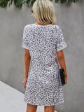 Round Neck Leopard Print Short Dress - In Store