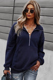 Zip Up Solid Hoodie Top