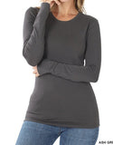 COTTON LONG SLEEVE ROUND NECK TOP - In Store