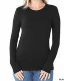 COTTON LONG SLEEVE ROUND NECK TOP - In Store