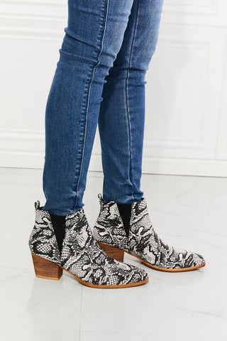 MMShoes Back At It Point Toe Bootie in Snakeskin - ONLINE ONLY