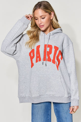 Simply Love Full Size PARIS Long Sleeve Drawstring Hoodie - ONLINE ONLY