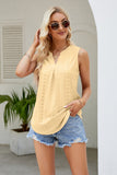 Notched Neck Curved Hem Eyelet Tank- ONLINE ONLY 2-10 DAY SHIPPING