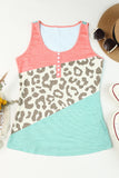 Leopard Color Block Decorative Button Tank- ONLINE ONLY- 2-7 DAY SHIPPING