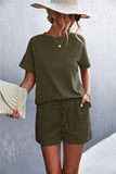 Raglan Sleeve Ruffle Hem Top and Shorts Set with Pockets- ONLINE ONLY 2-10 DAY SHIPPING