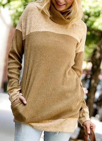 Long Sleeve Relaxed Ribbed Turtle Neck Top - In Store