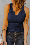 Notched Neck Ribbed Tank Top- ONLINE ONLY- 2-7 DAY SHIPPING