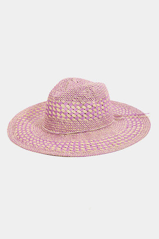 Fame Checkered Straw Weave Sun Hat - ONLINE ONLY